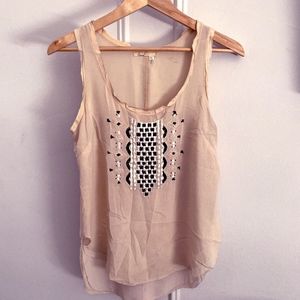 Anthropologie silk top with beaded design (US 2)